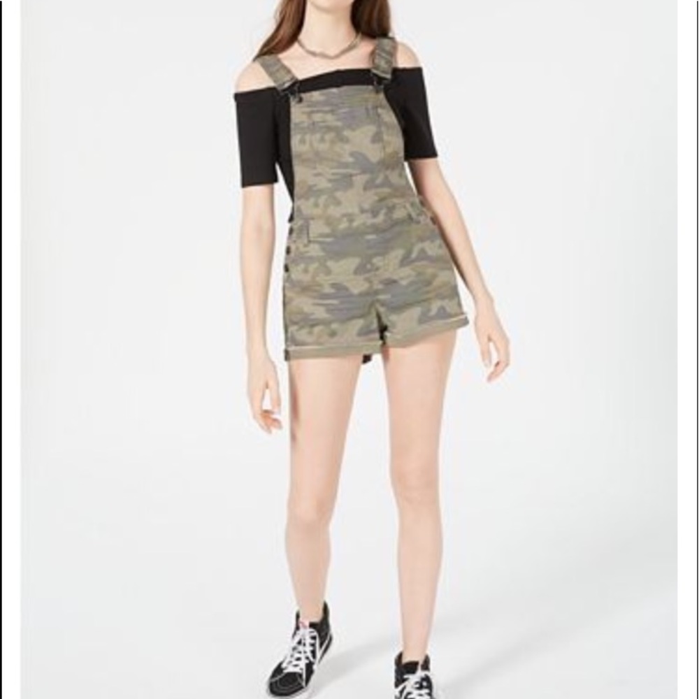 Vanilla StarCamouflage Overall Shorts Green Junior 9 Adjustable Straps Macy NWT